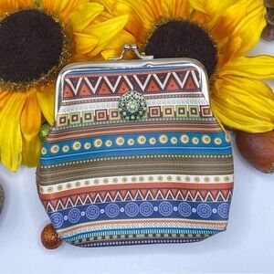 Southwestern Snap Jewelry Change Purse - w/Sparkling Green 18mm Snap! SEE VIDEO!